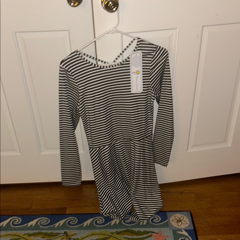 Florence Eiseman Gray and White Striped Dress